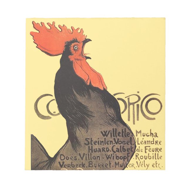 Bloco De Notas Rooster Steinlen Cocorico Arte Francesa (Frente)