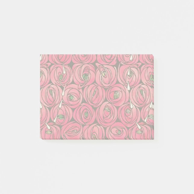 Bloco De Notas Rosa Art Nouveau Rennie Macintosh Graphic (Frente)