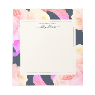 Bloco De Notas Rosa Azul Escuro - do Chic Neon Personalizado