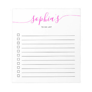 Bloco de Notas Rosa Brilhante do Script Chic para
