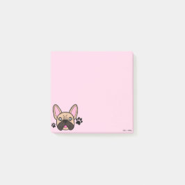Bloco De Notas Rosa claro de Kawaii, um Bulldog Francês
