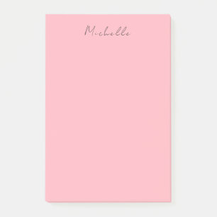 Bloco De Notas Rosa Claro Profissional Caligrafia Clássica Única