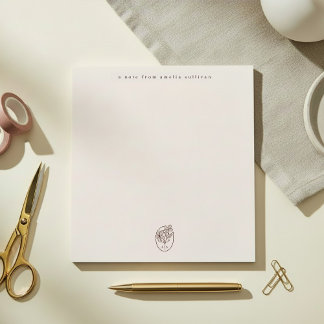 Bloco de Notas Rosa com Bloco de Mesa Monogramado