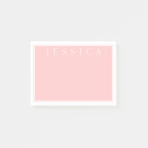 Bloco De Notas Rosa cor-de-rosa claro seu nome no branco