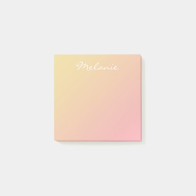 Bloco De Notas Rosa Coral Ouro Ombre Moderno em Tipo de Letra Scr (Frente)