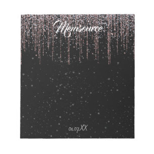 Bloco De Notas Rosa de prata personalizada de luxo, preto Dourado