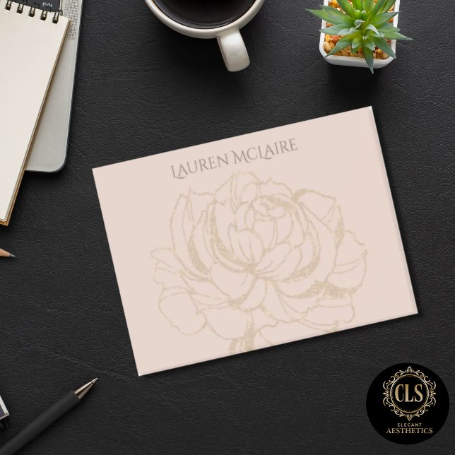 Bloco De Notas Rosa Dourado em Beijo Personalizado Blocos de Nota (Notes - Gold Rose Blush Monogram Name)