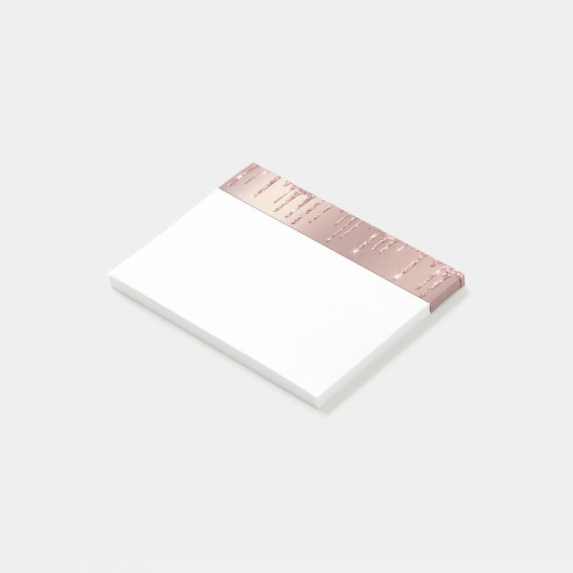 Bloco De Notas Rosa Dourado Glitter Sparkle Posta as notas (Inclinado)