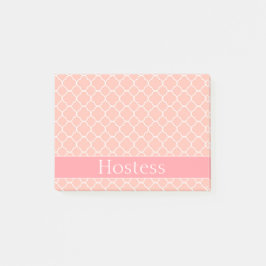 Bloco De Notas Rosa e branco da hospedeira do casamento