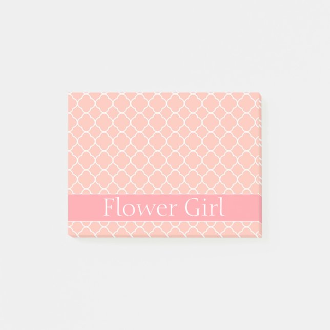 Bloco De Notas Rosa e branco de Flowergirl (Frente)