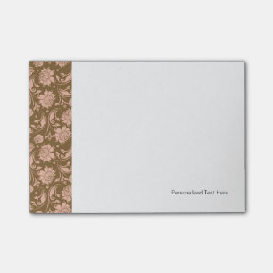 Bloco De Notas Rosa e teste padrão floral de Brown