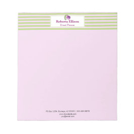 Bloco De Notas Rosa Floral de Aquarela Bandas Pastéis Personaliza