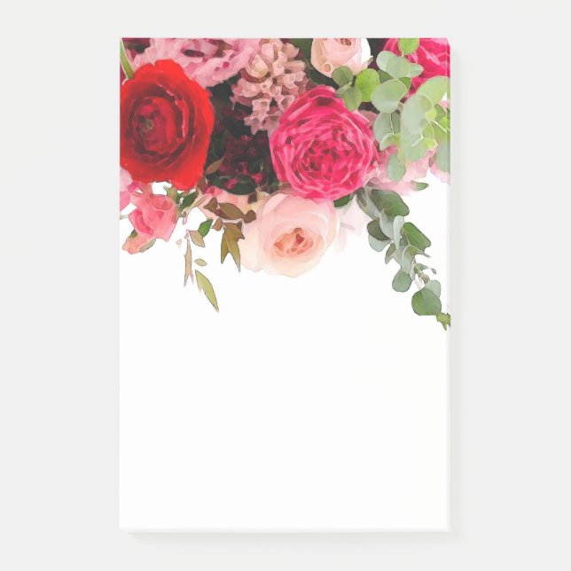 Bloco De Notas Rosa Floral Vazio Modelo (Frente)
