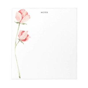 Bloco De Notas Rosa Flores de Rosa Água Personalizadas