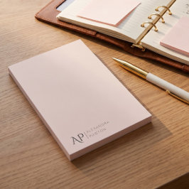 Bloco De Notas Rosa Leve Monograma Personalizado Pessoal