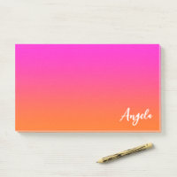 Rosa Magenta Quente e Laranja Brilhante Nome Ombre