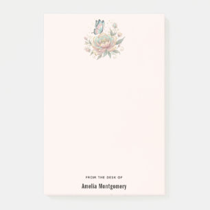 Bloco De Notas Rosa Mágica e Borboleta Cores Pastel