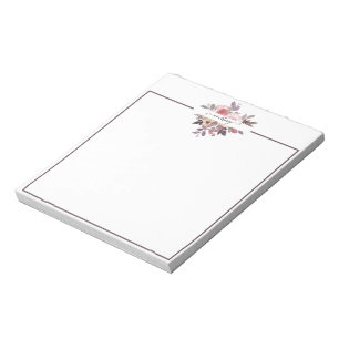 Bloco De Notas Rosa pastel e floral personalizado roxo