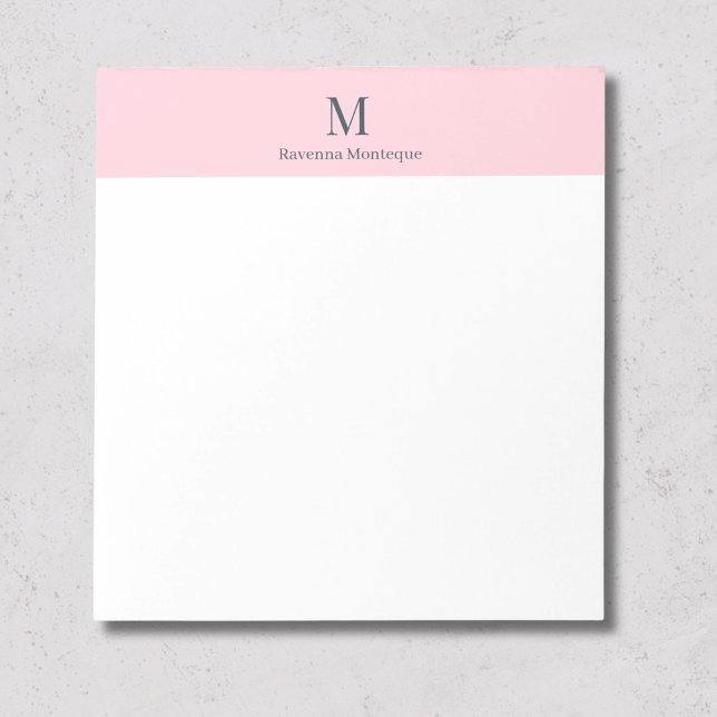 Bloco De Notas Rosa Pastel Minimal Nome Personalizado (Criador carregado)
