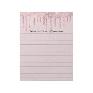 Bloco de Notas Rosa Personalizado com Glitter Tend
