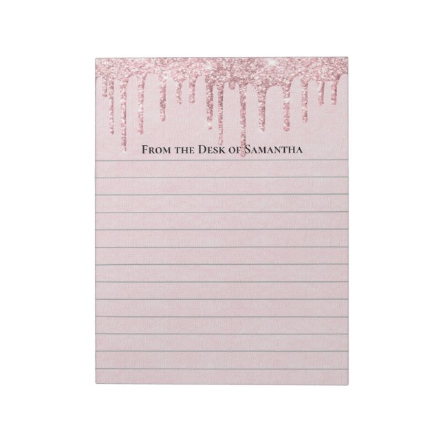 Bloco de Notas Rosa Personalizado com Glitter Tend (Invertido)