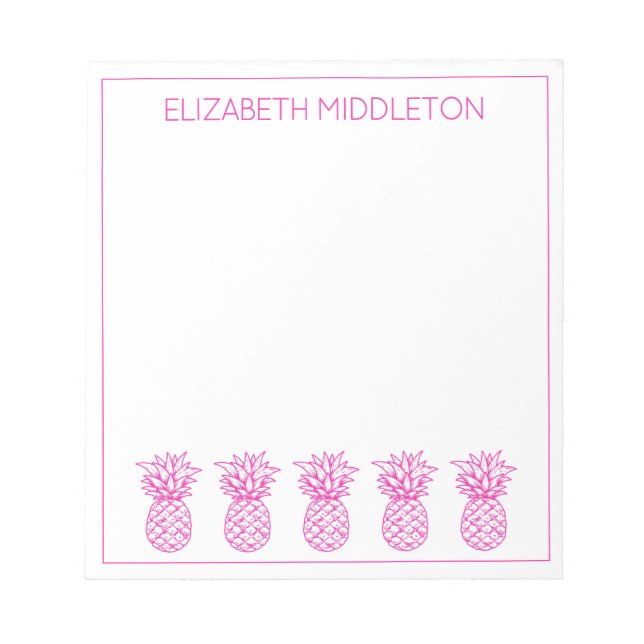 Bloco De Notas Rosa Preparado Tropical Abacaxis Personalizado (Frente)