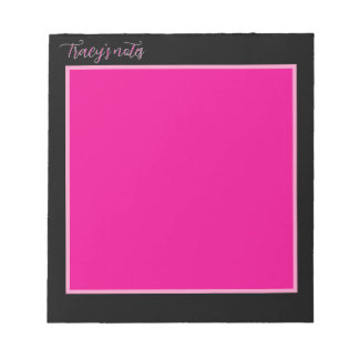 Bloco De Notas Rosa Quente & Moderno Elegante Preto