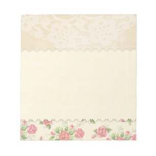 Bloco De Notas Rosa Rosa Rosa bonito e Lace Beige