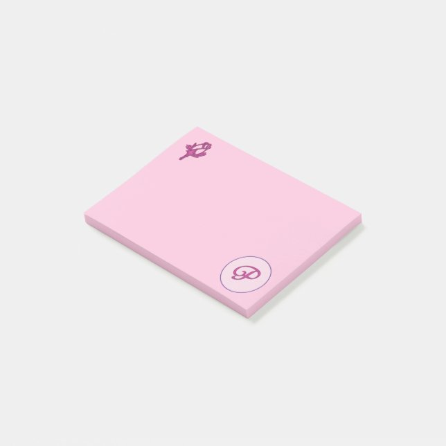 Bloco De Notas Rosa Rosa Rosa Rosa Monograma P (Inclinado)