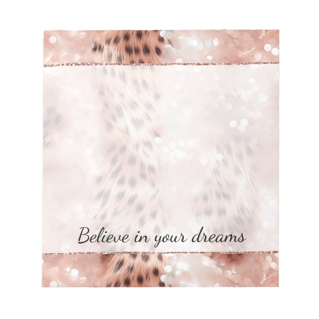 Bloco De Notas Rosa Rosa Rosa-Rosa-na moda, Rosa Dourada Leopardo (Frente)