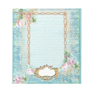 Bloco De Notas Rosa Rosa Rosa Rosa, Script Francês e Lace