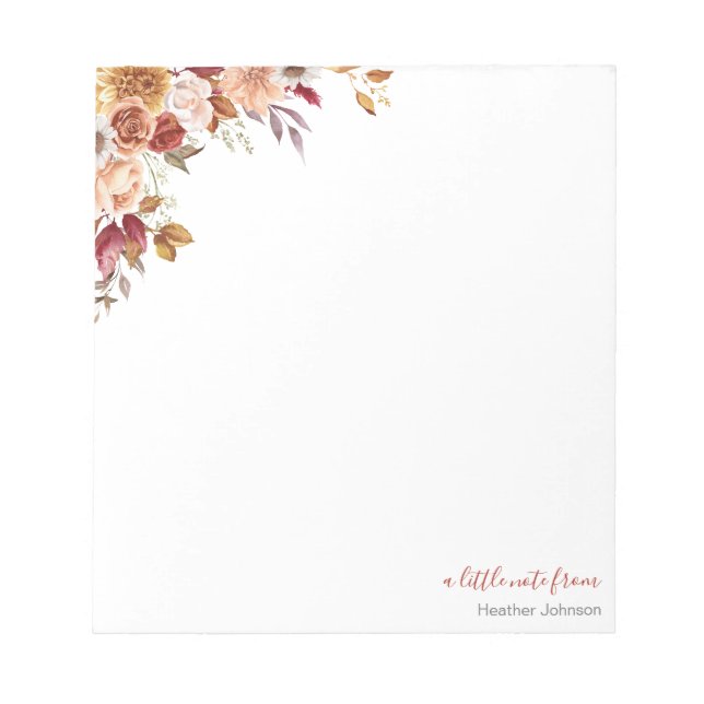 Bloco De Notas Rosa russo e Casamento outono de crisântemo (Frente)