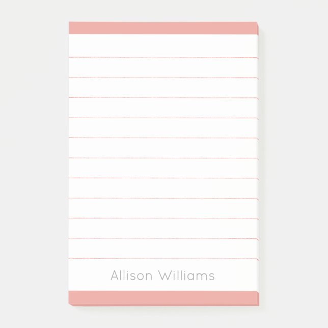 Bloco De Notas Rosa Simples Personalizado Com Linhas (Frente)