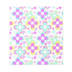 Bloco De Notas Rosa, turquesa, floral