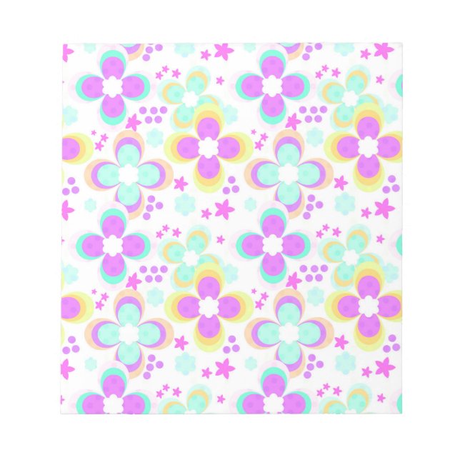 Bloco De Notas Rosa, turquesa, floral (Frente)