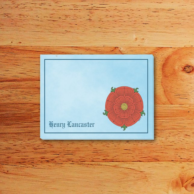 Bloco De Notas Rosa vermelha de Lancaster (Red Rose of Lancaster Post-it Notes Pad on Desk)