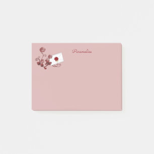 Bloco De Notas Rosa vermelha e Envelope Românticos Personalizar S
