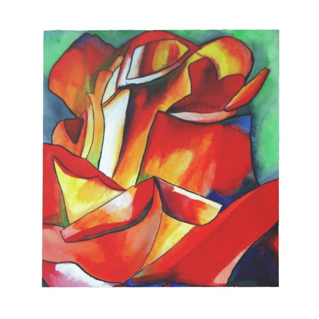 Bloco De Notas Rosa Vermelha França Livre arte aquarela (Frente)