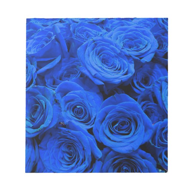 Bloco De Notas Rosas azuis, floral azul (Frente)