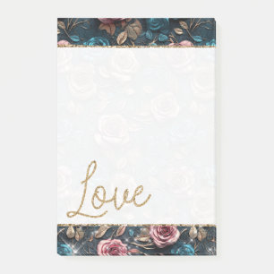 Bloco De Notas Rosas bonito cor-de-rosa com amor brilhante