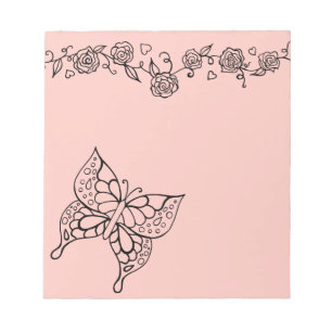 Bloco de notas Rosas borboletas