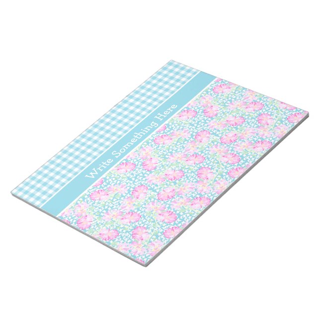 Bloco De Notas Rosas, Borboletas, Gingham Notepad ou Jotter (Inclinado)
