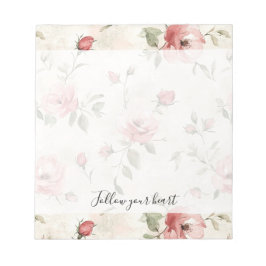 Bloco De Notas Rosas Cor-de-Rosa Floral