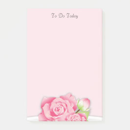 Bloco De Notas Rosas Cor-de-Rosa / Lista de Tarefas de Flores