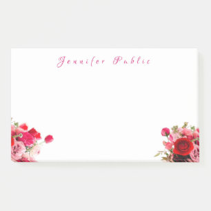 Bloco De Notas Rosas de Aquarela Nome de Manuscrito Floral Modelo