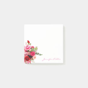 Bloco De Notas Rosas de Modelo de Aquarela com Script Manuscrito