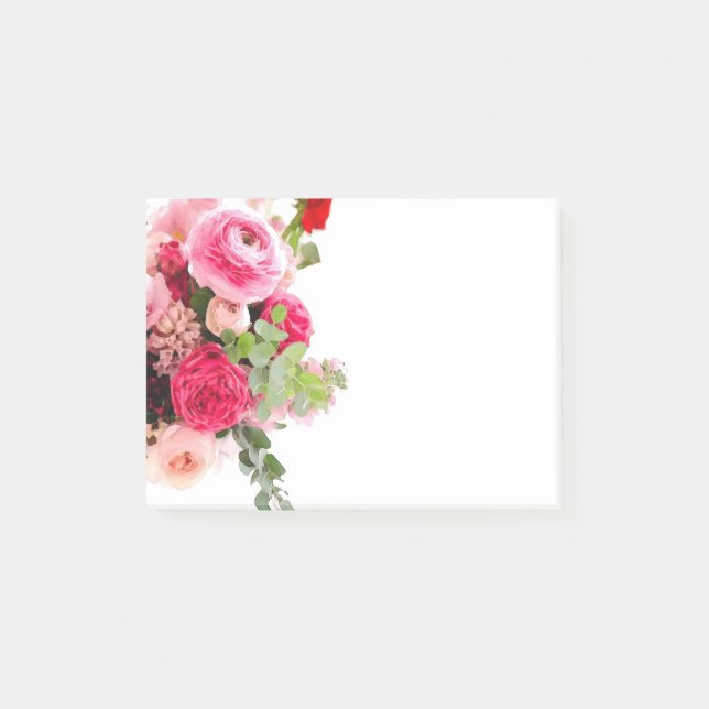 Bloco De Notas Rosas Florais com Modelo de Vazio de Aquarela Flor (Frente)