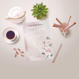 Bloco De Notas Rosas Florais Cor-de-Rosa Vinculados Personalizado