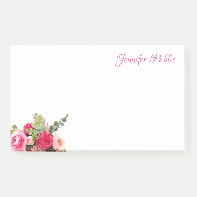 Bloco De Notas Rosas Florais de Aquarela Popular Script de Escrit (Frente)
