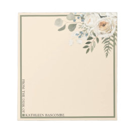 Bloco De Notas Rosas Florais Ferns Da Mesa De Creme